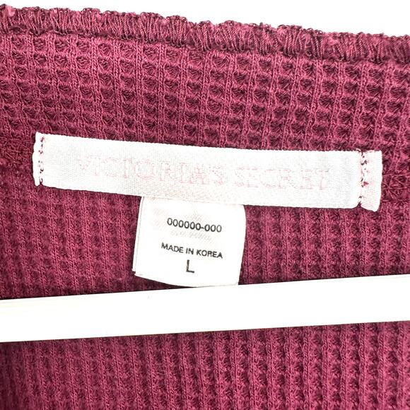 Victoria's Secret Size Large Long Sleeve Button Up Waffle Knit Pajama Top‎ Shirt - Picture 3 of 3